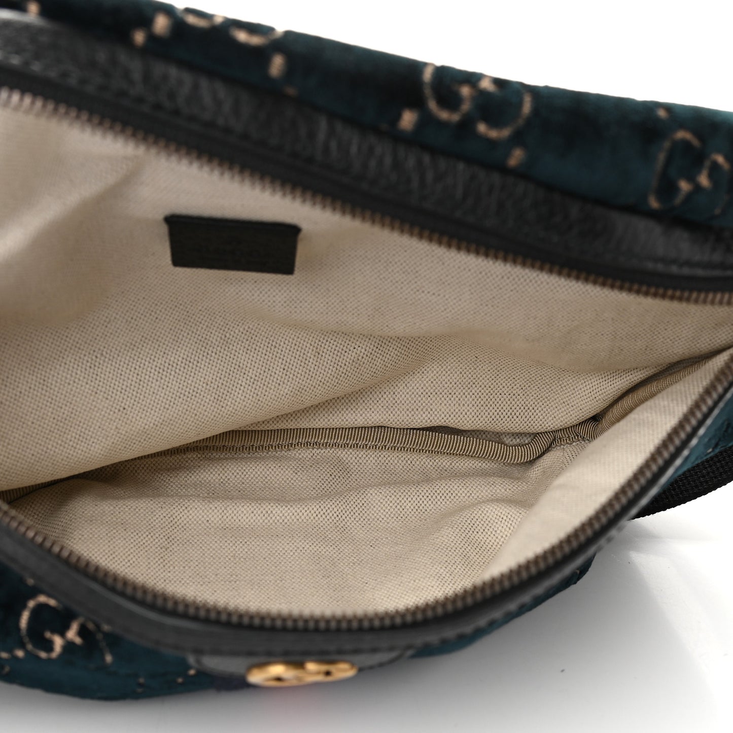 Velvet GG Monogram Web Belt Bag Blue Beige