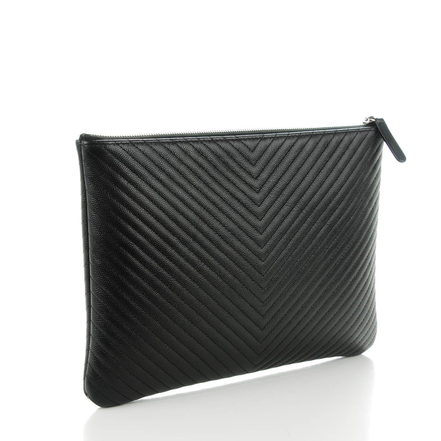 Chanel Caviar Chevron Medium Cosmetic Case Black 3 of 8