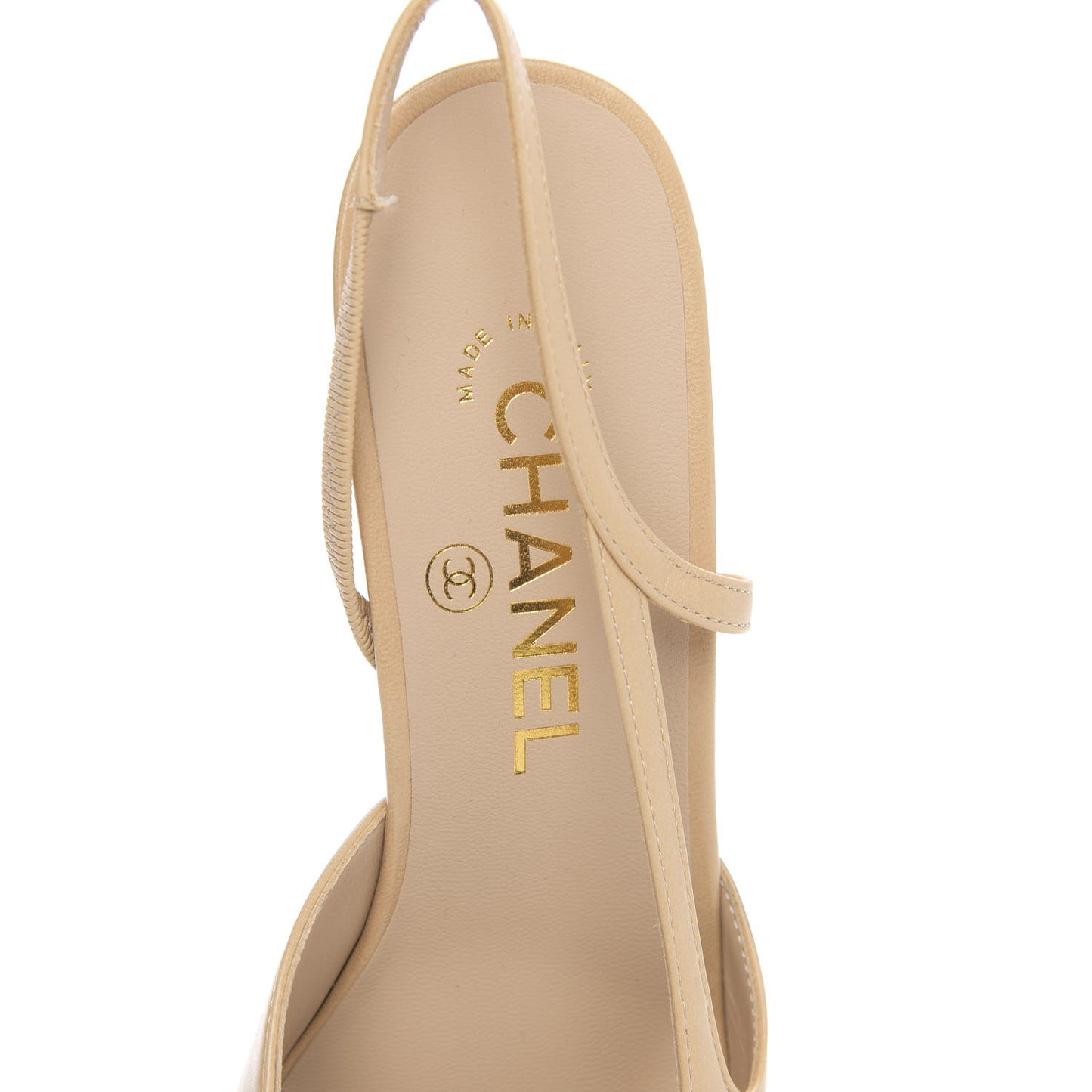 Goatskin Grosgrain Cap Toe CC Slingback Pumps 37.5 Beige Black