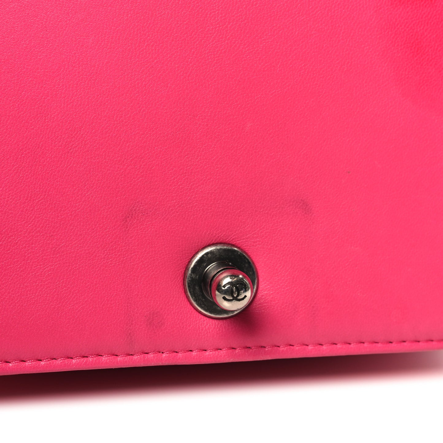 Lambskin Quilted Small Boy Flap Dark Pink