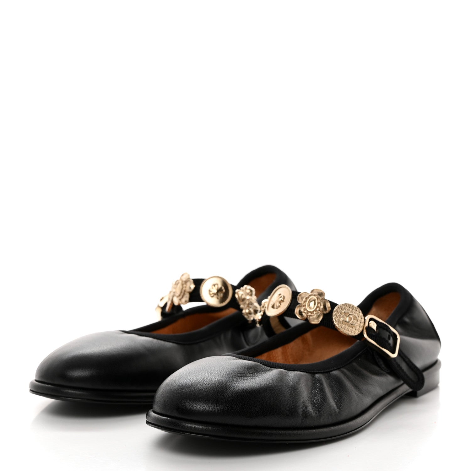 Chanel Lambskin Charm Mary Jane Flats 37 Black 3 of 9