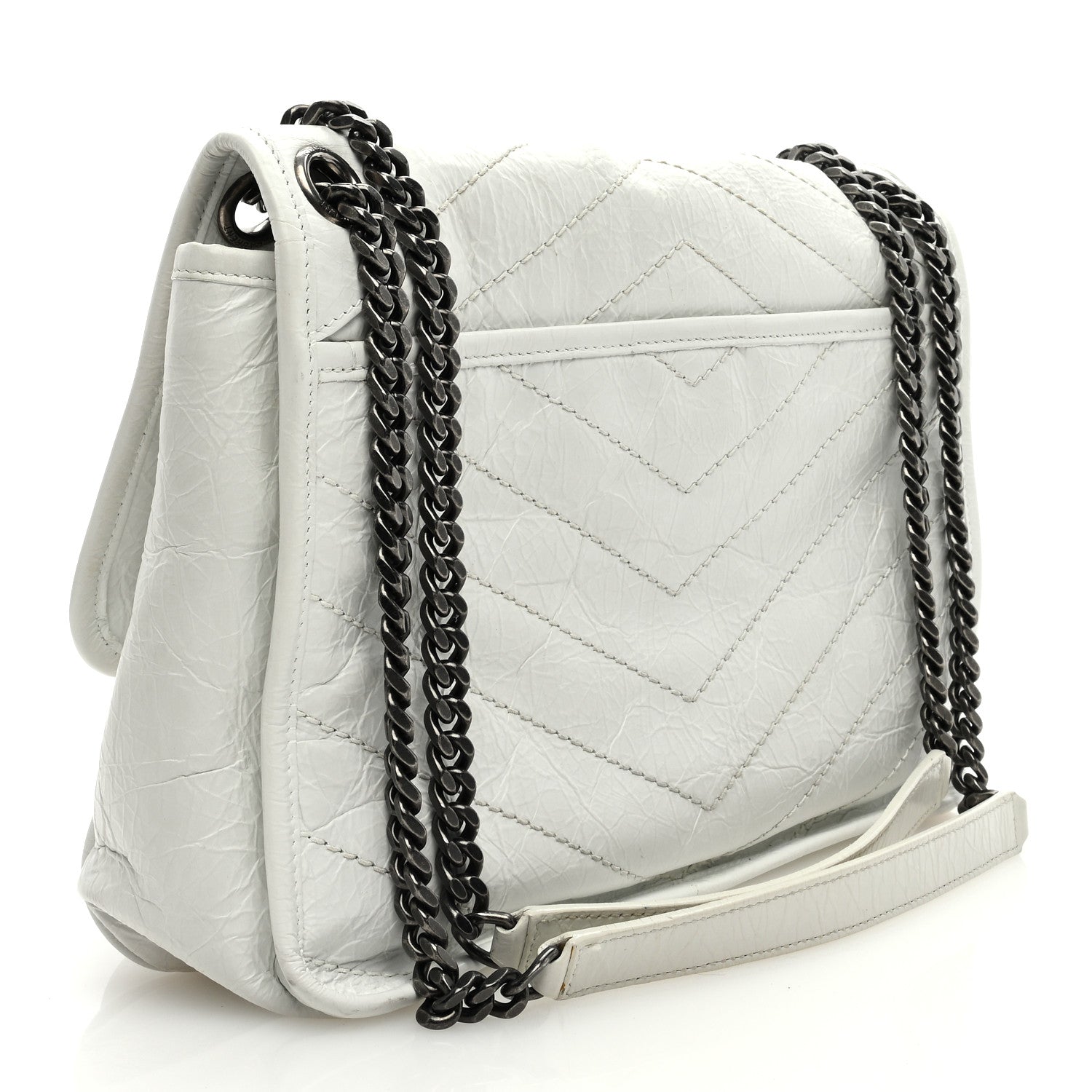 Saint Laurent Crinkled Calfskin Matelasse Monogram Medium Niki Chain Satchel Crema Soft 3 of 8