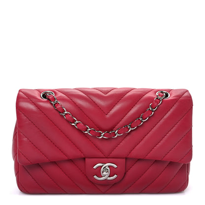 Chanel Lambskin Chevron Quilted Medium Single Flap Dark Pink 1 of 10