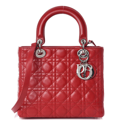 Christian Dior Lambskin Cannage Medium Lady Dior Red 1 of 9