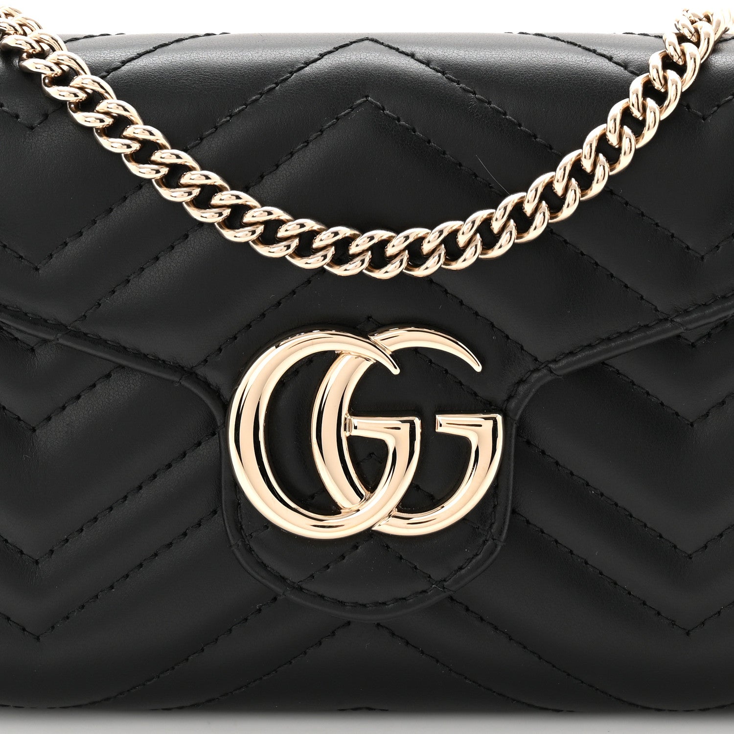 Gucci Calfskin Matelasse GG Marmont Wallet on Chain Black 13 of 19