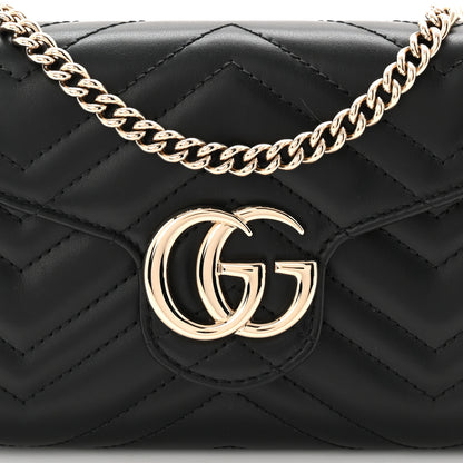 Gucci Calfskin Matelasse GG Marmont Wallet on Chain Black 13 of 19