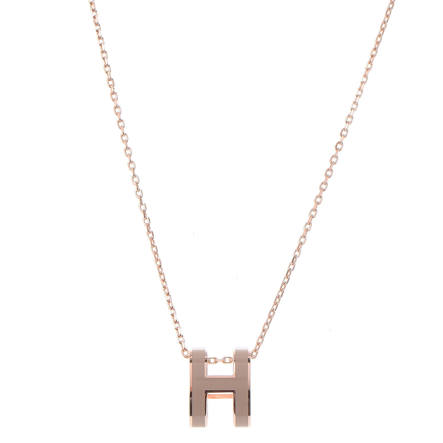 Hermes Lacquered Rose Gold Pop H Pendant Necklace White 1 of 6