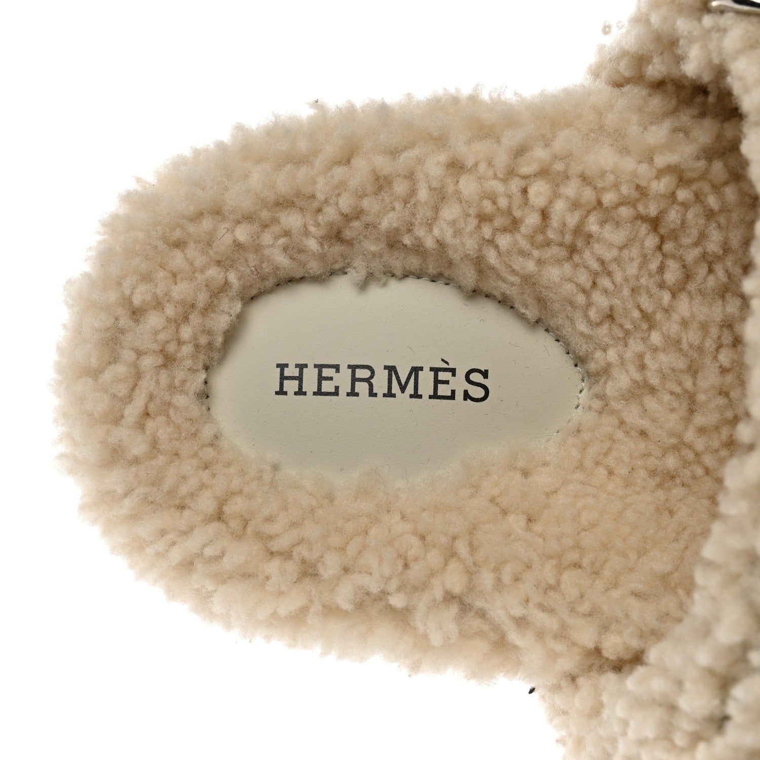 Hermes Woolskin Womens Chypre Sandals 39.5 Ecru 7 of 9