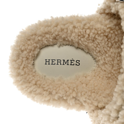 Hermes Woolskin Womens Chypre Sandals 39.5 Ecru 7 of 9