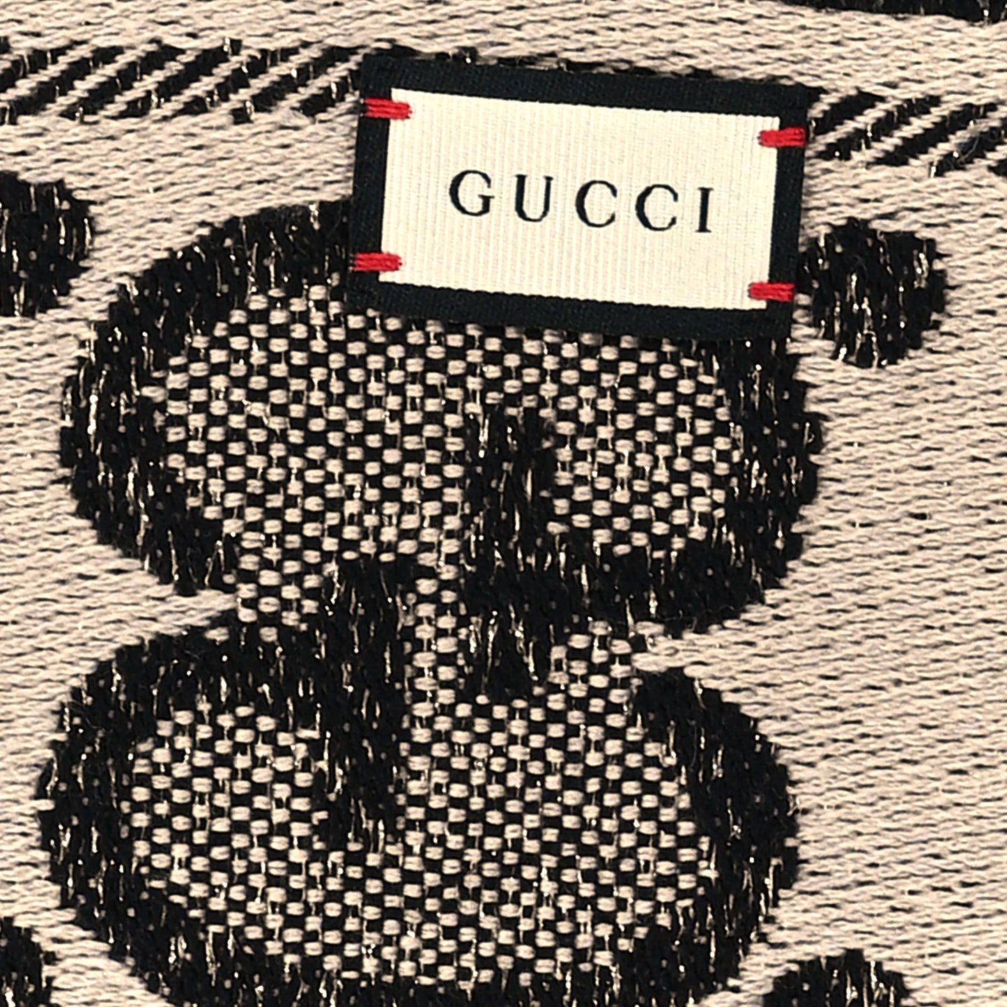 Wool Lame Jacquard Monogram Jumbo GG Lady Nest Lux Scarf Black Ivory
