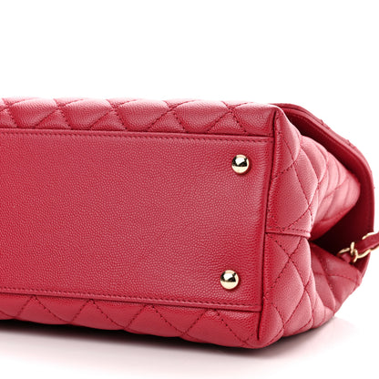 Chanel Caviar Quilted Small Coco Handle Flap Dark Pink 10 of 10