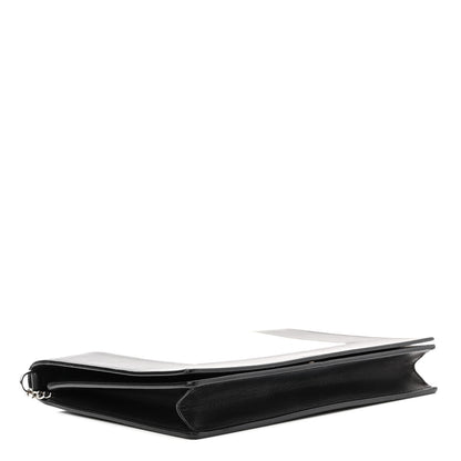 Celine Smooth Lambskin Frame Evening Chain Clutch Black White 4 of 9