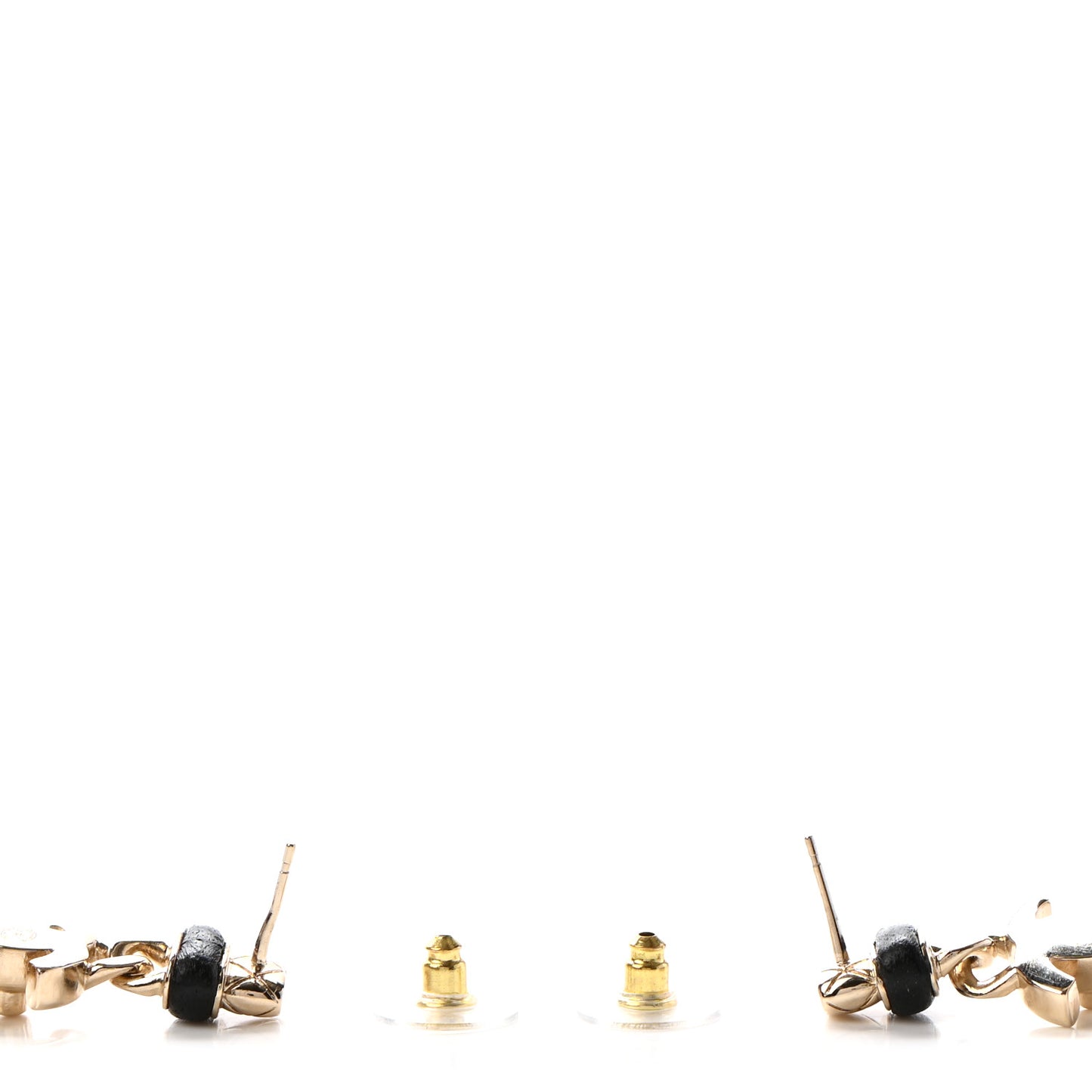Lambskin CC Turnlock Drop Earrings Gold Black