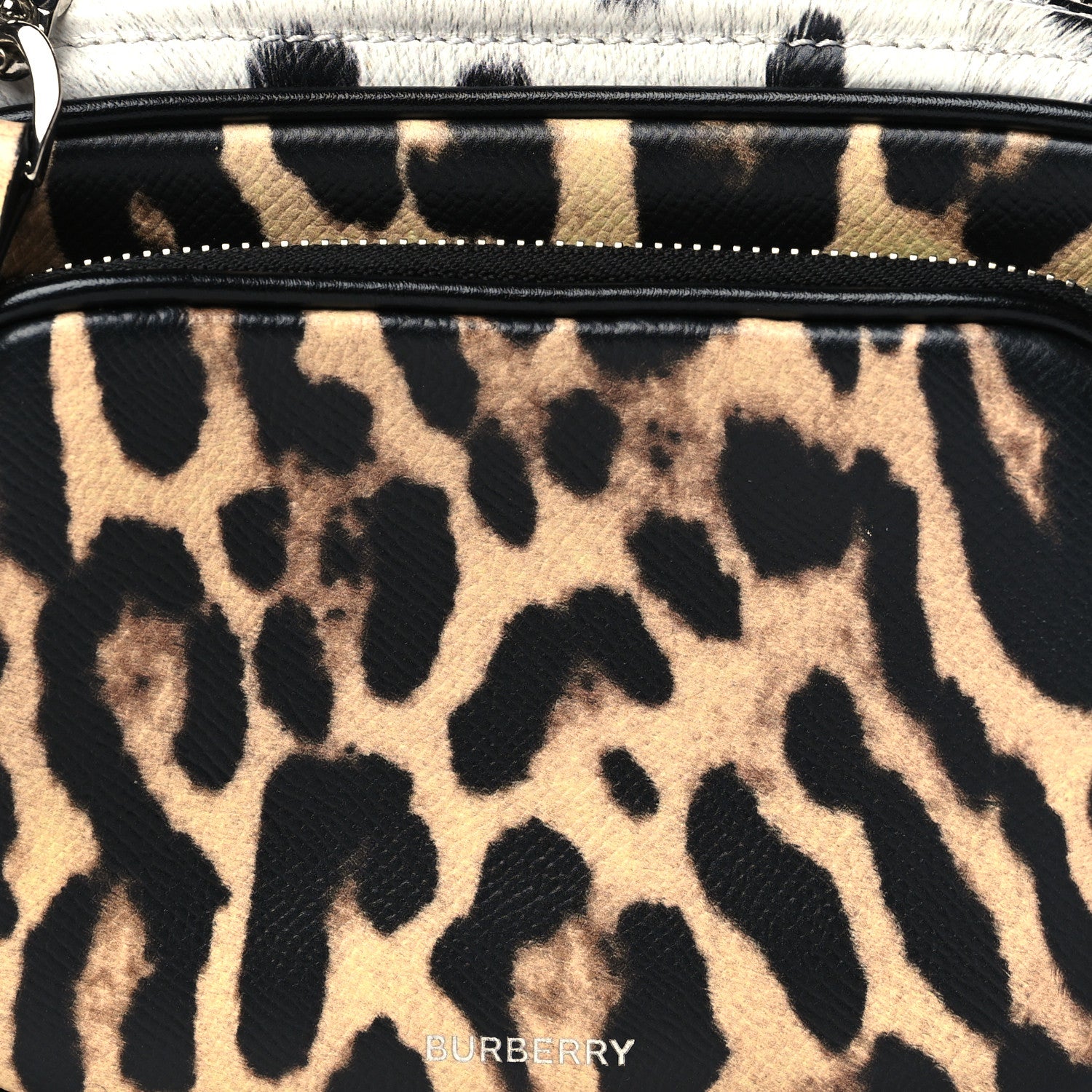 Burberry Calfskin Leopard Print Small Camera Bag Honey Black 7 of 9