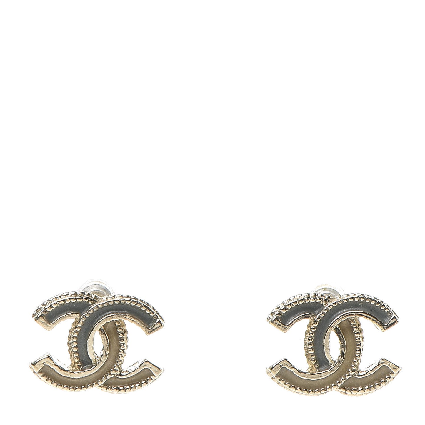 Glitter Enamel CC Earrings Grey Gold