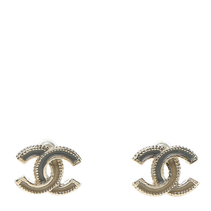 Chanel Glitter Enamel CC Earrings Grey Gold 1 of 4