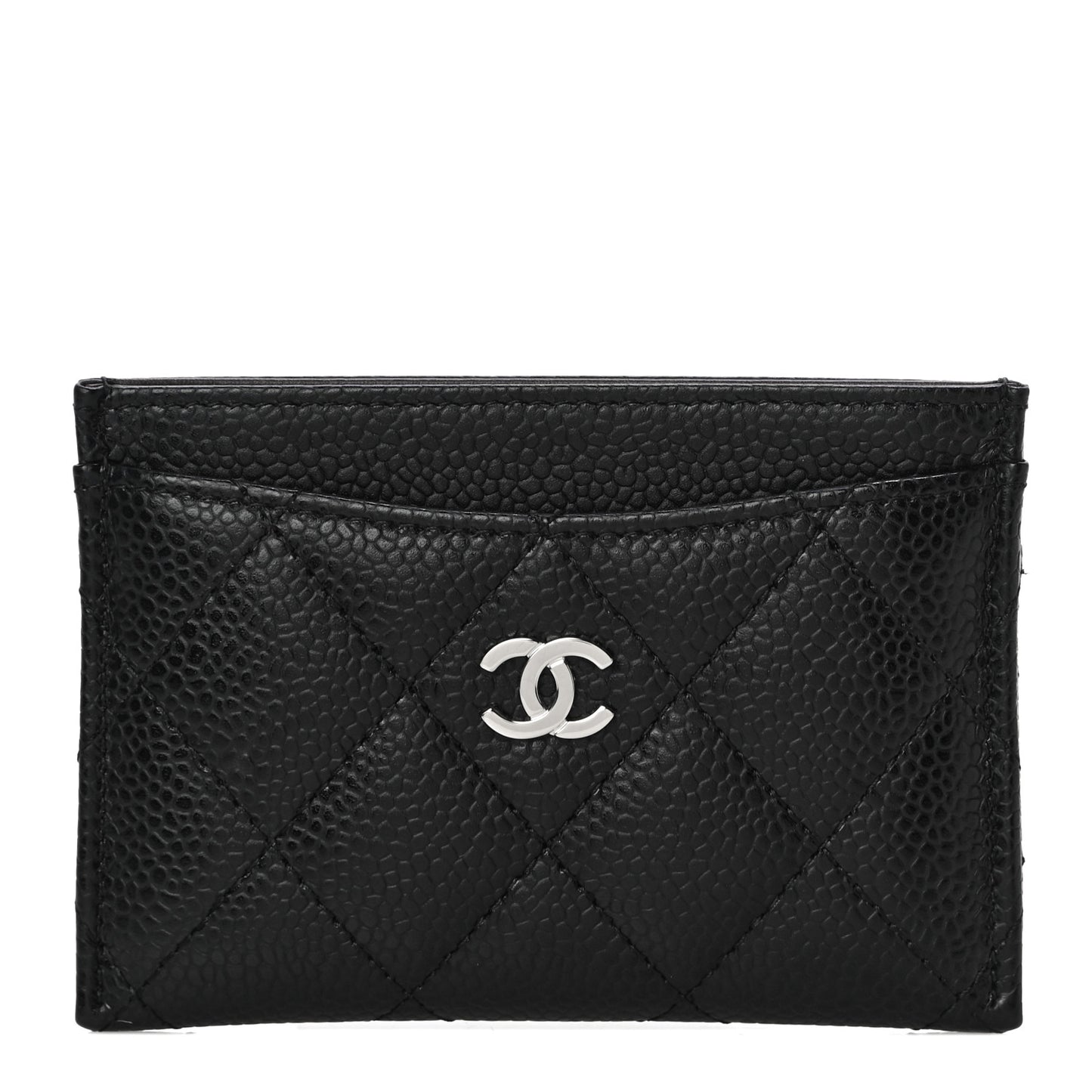 Caviar Quilted Card Holder Black