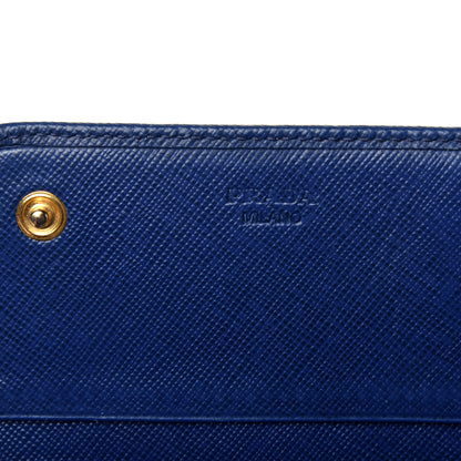 Prada Saffiano Metal Continental Flap Wallet Bleuette 6 of 7