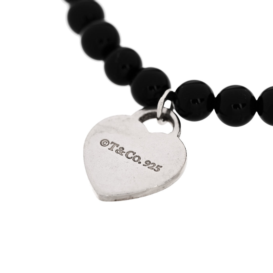 Tiffany Sterling Silver Black Onyx 4mm Return To Tiffany Bead