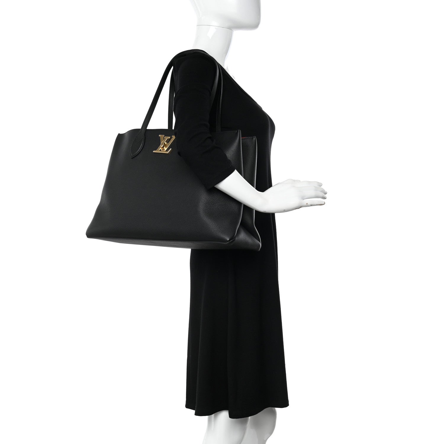 Louis Vuitton Grained Calfskin Lockme Shopper Black 2 of 10