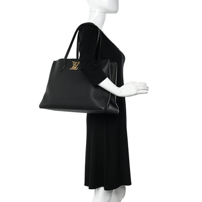 Louis Vuitton Grained Calfskin Lockme Shopper Black 2 of 10