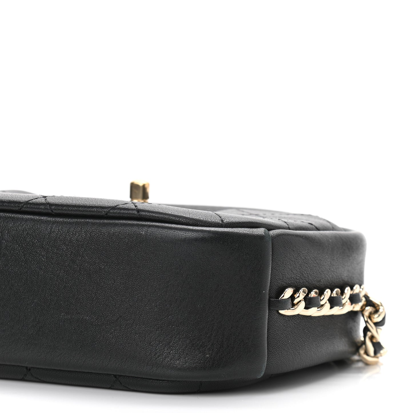 Goatskin Quilted Small Casual Trip Camera Case Black