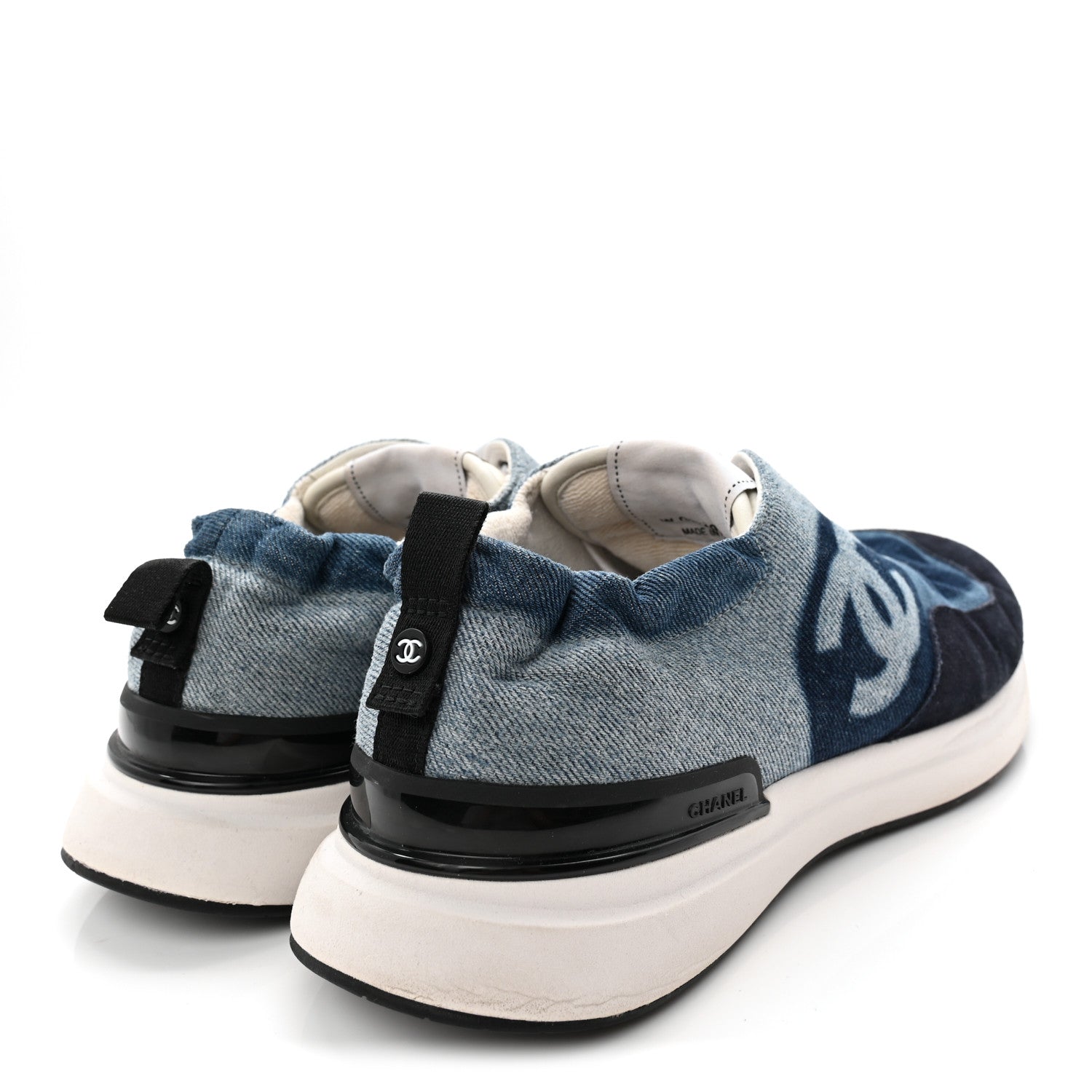 Chanel Denim Suede Calfskin Mens CC Sneakers 45 Dark Blue 4 of 8
