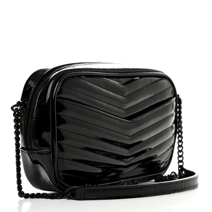 Saint Laurent Patent Calfskin Matelasse Monogram Mini Lou Camera Bag Black 3 of 10