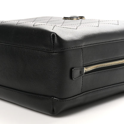 Chanel Calfskin Stitched Sleek Box Top Handle Vanity Bag Black 12 of 12