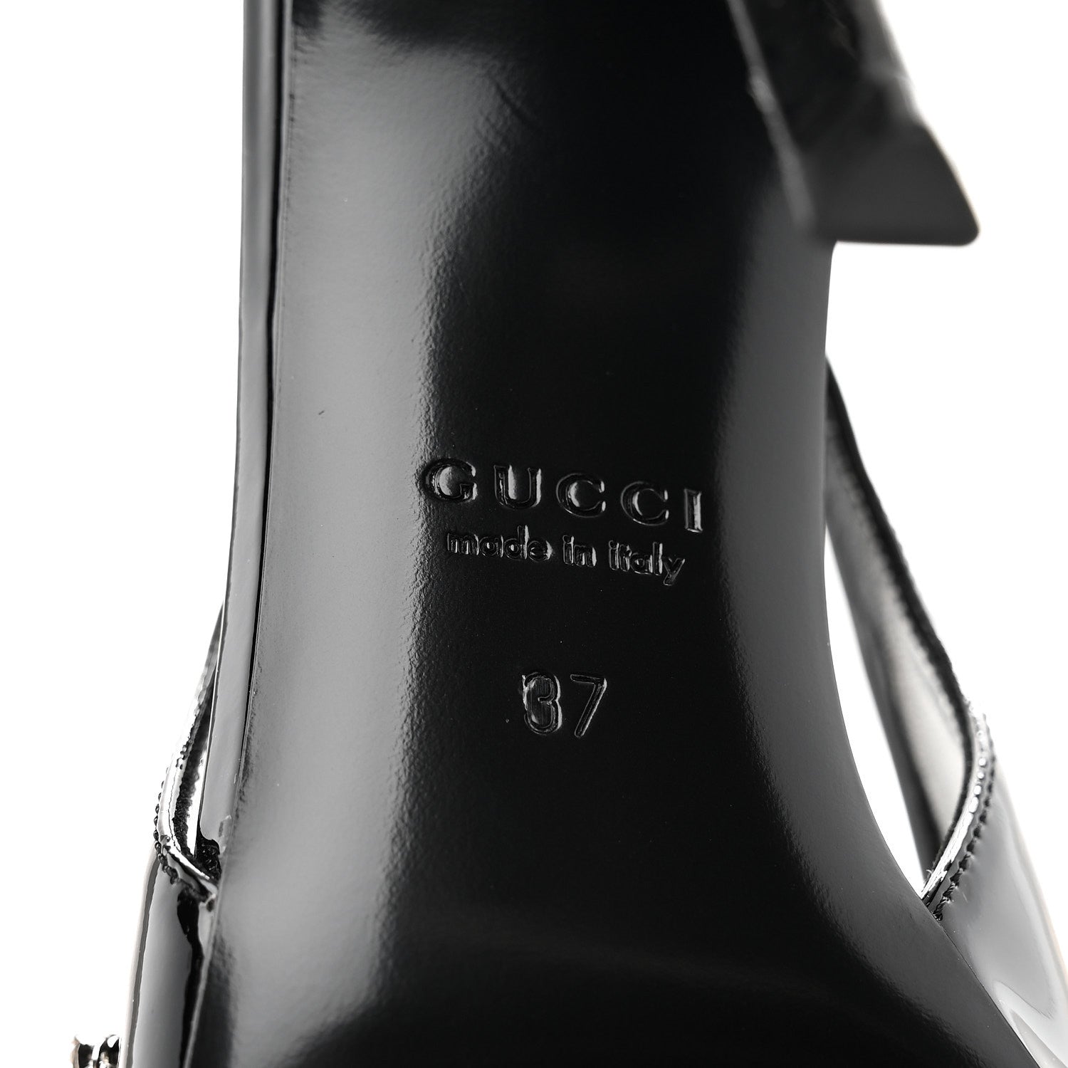 Gucci Vernice Crystal Embellished Guinevere Slingback Pumps 37 Black 7 of 10