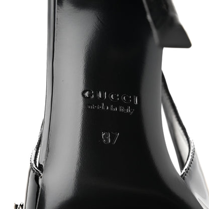 Gucci Vernice Crystal Embellished Guinevere Slingback Pumps 37 Black 7 of 10