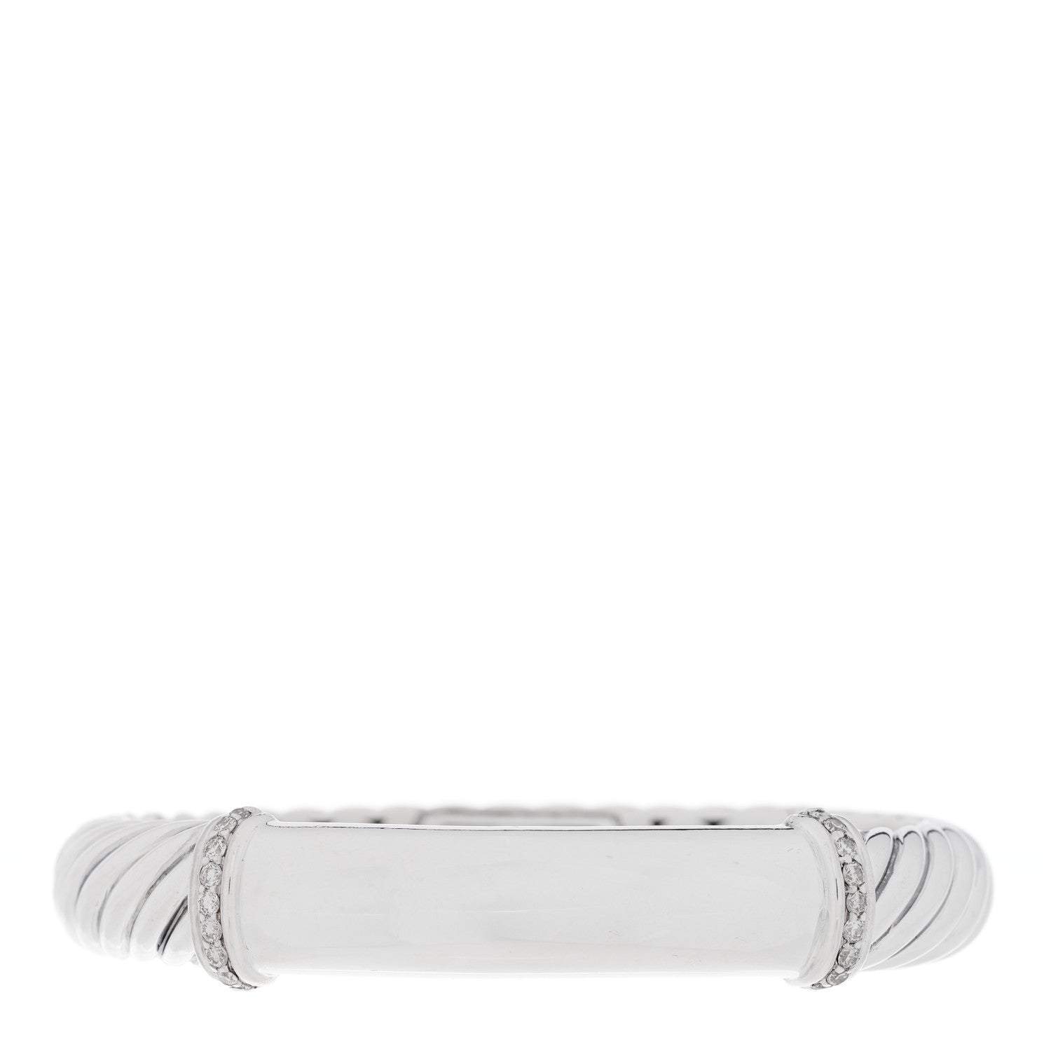 David Yurman Sterling Silver Diamond 10mm Metro Cable Bangle Bracelet 1 of 4