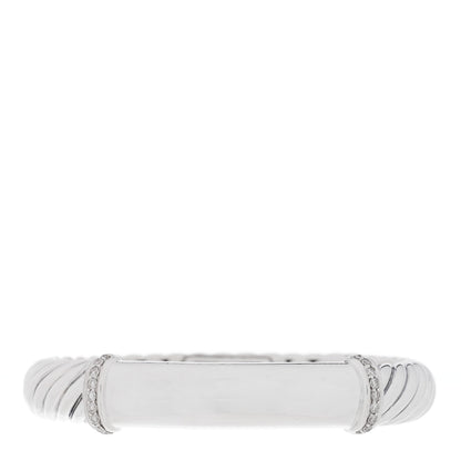 David Yurman Sterling Silver Diamond 10mm Metro Cable Bangle Bracelet 1 of 4