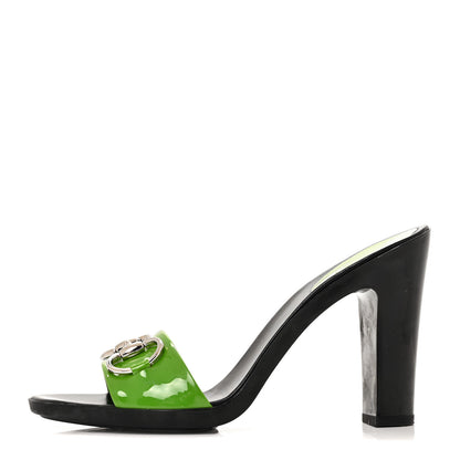 Gucci Patent Lambskin Horsebit High Heel Sandals 7.5 Spring 1 of 9
