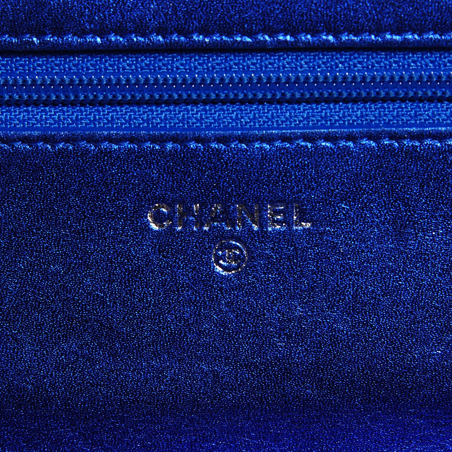 Patent Calfskin Quilted Boy Wallet On Chain WOC Blue
