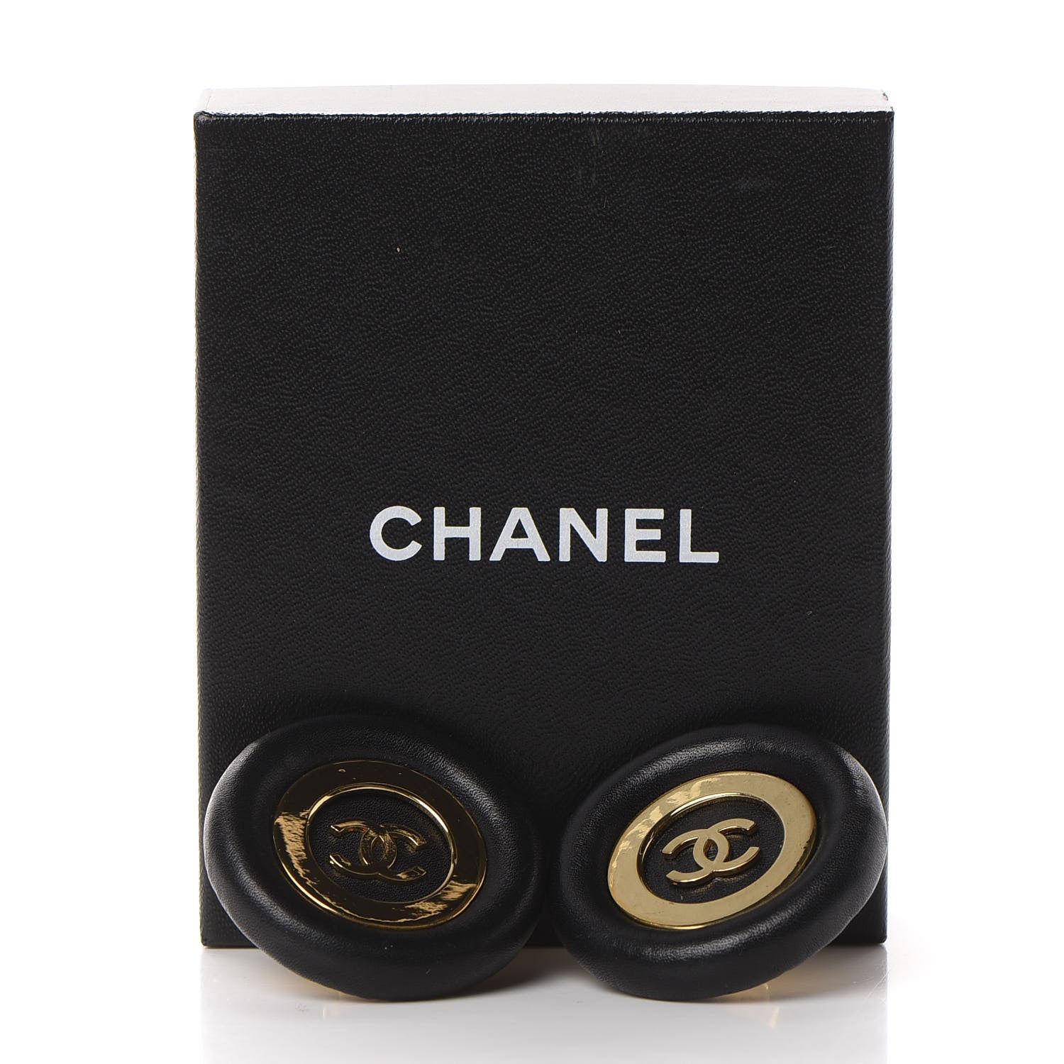 Chanel Lambskin CC Clip On Earrings Black Gold 5 of 5
