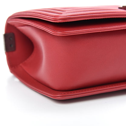 Chanel Calfskin Chevron Quilted Medium Boy Flap Dark Red 8 of 10