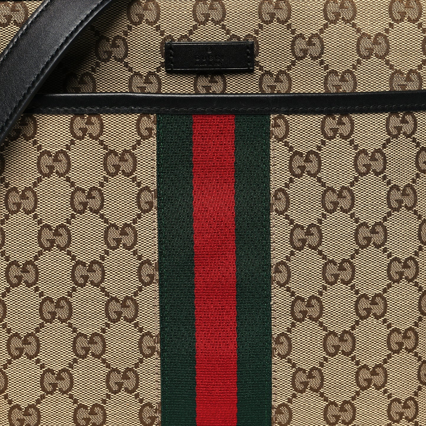 GG Monogram Web Flat Messenger Bag Black