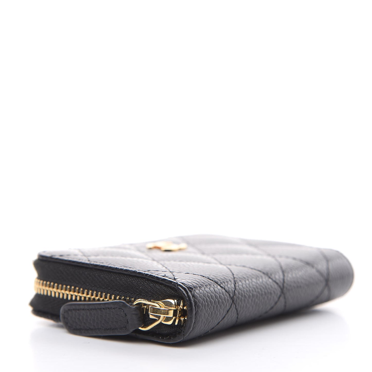 Caviar Quilted Zip Coin Purse Black