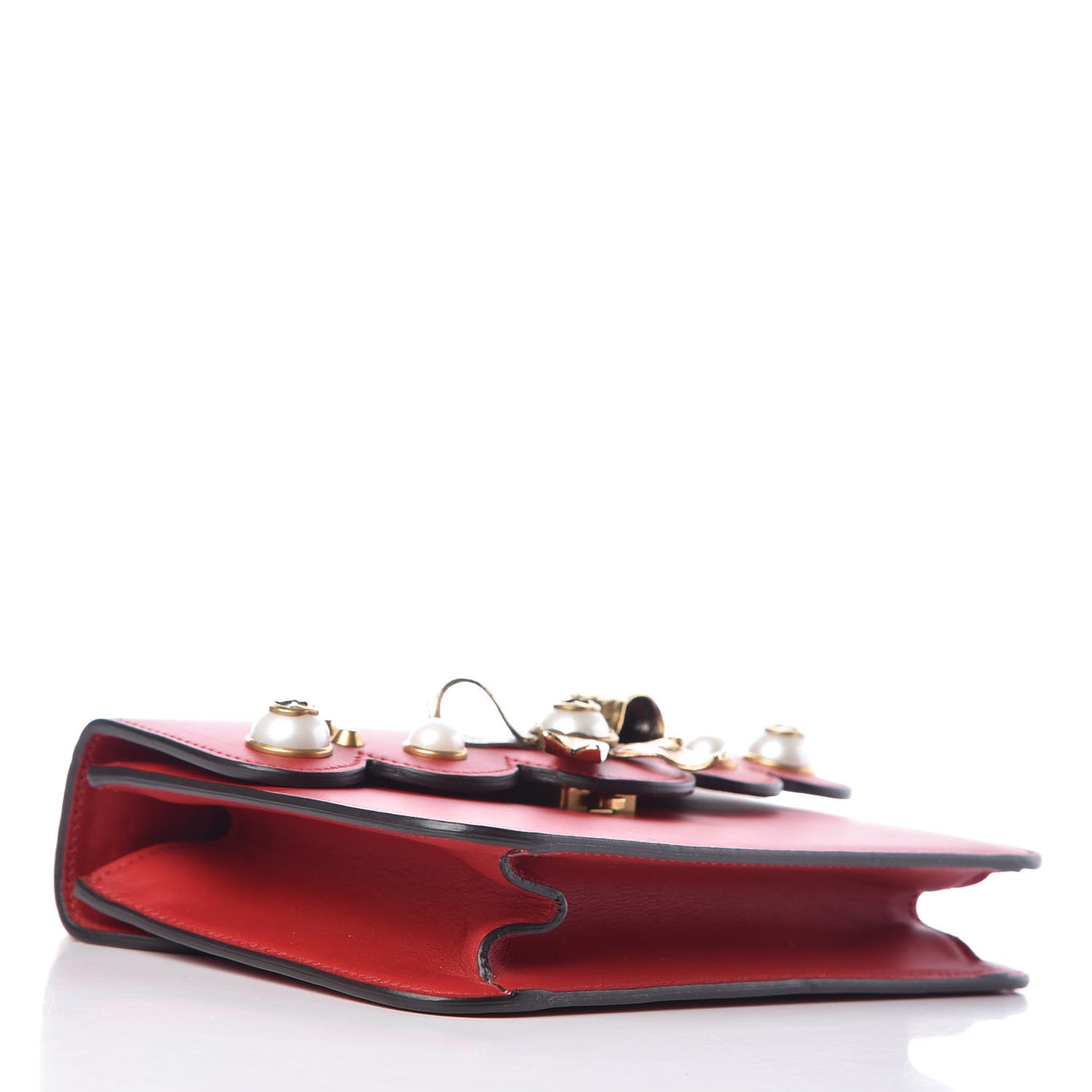 Calfskin Peony Small Chain Shoulder Bag Hibiscus Red