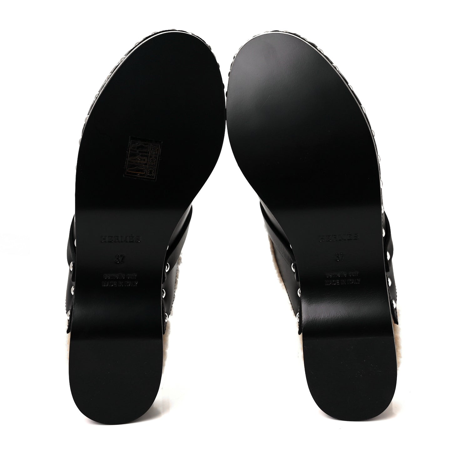 Calfskin Woolskin Carlotta Mules 37 Black