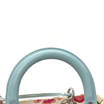 Christian Dior Canvas Cannage Floral Print Medium Lady Dior White Multicolor 13 of 19