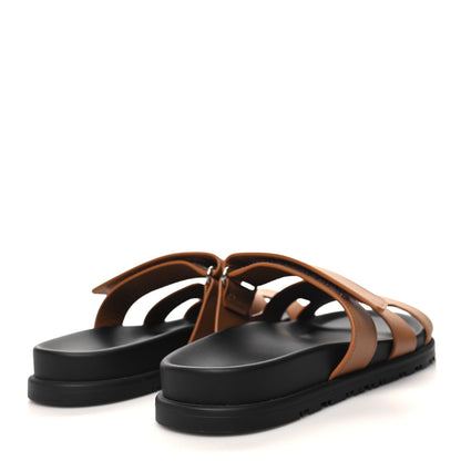 Hermes Calfskin Womens Chypre Sandals 37 Gold 4 of 10