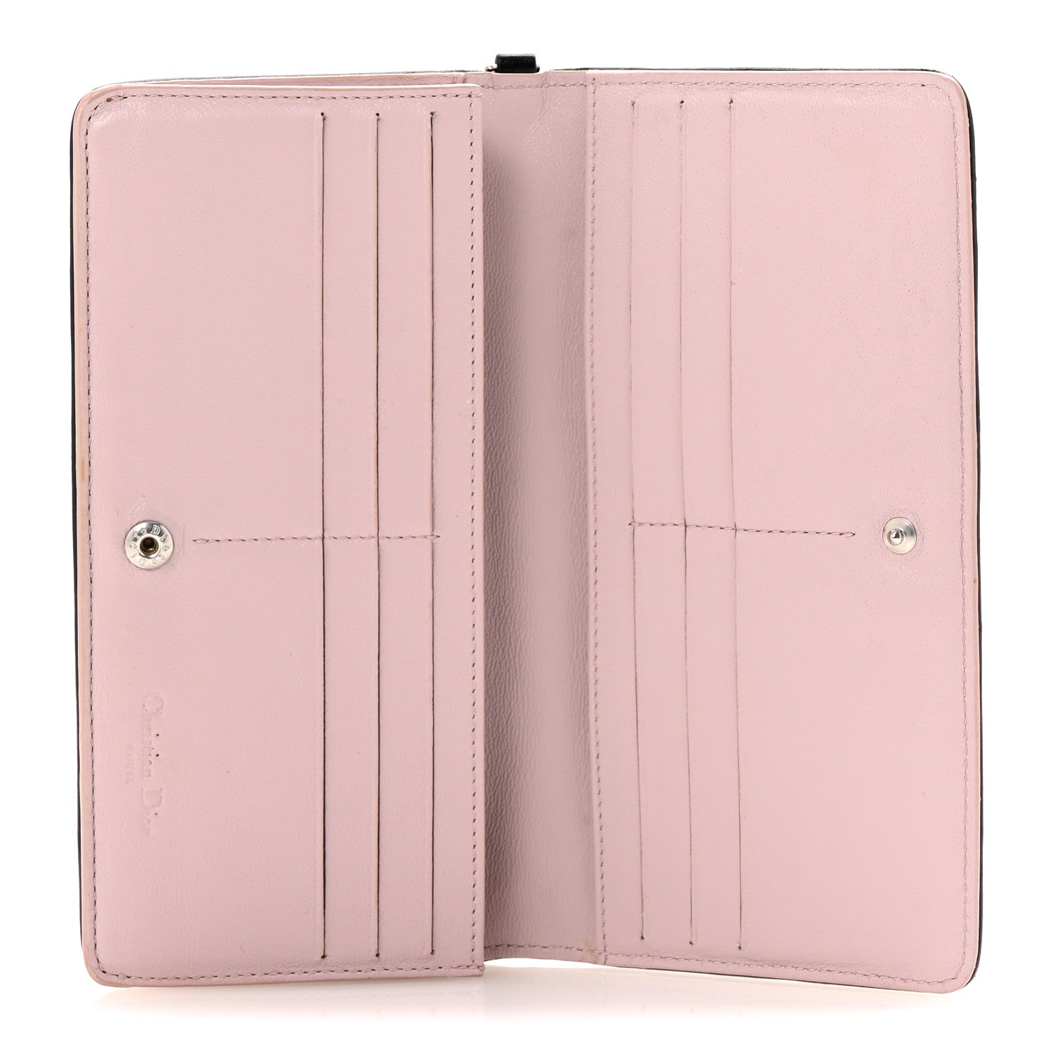 Christian Dior Lambskin Cannage Bi-Color Lady Dior Flap Card Holder Black Mauve Pink 5 of 12