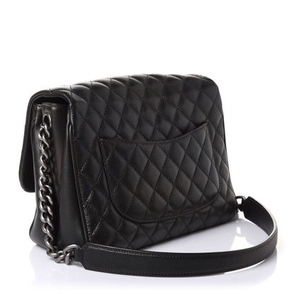 Chanel Metallic Goatskin Quilted Medium Rock In Rome Flap Charcoal 3 of 11