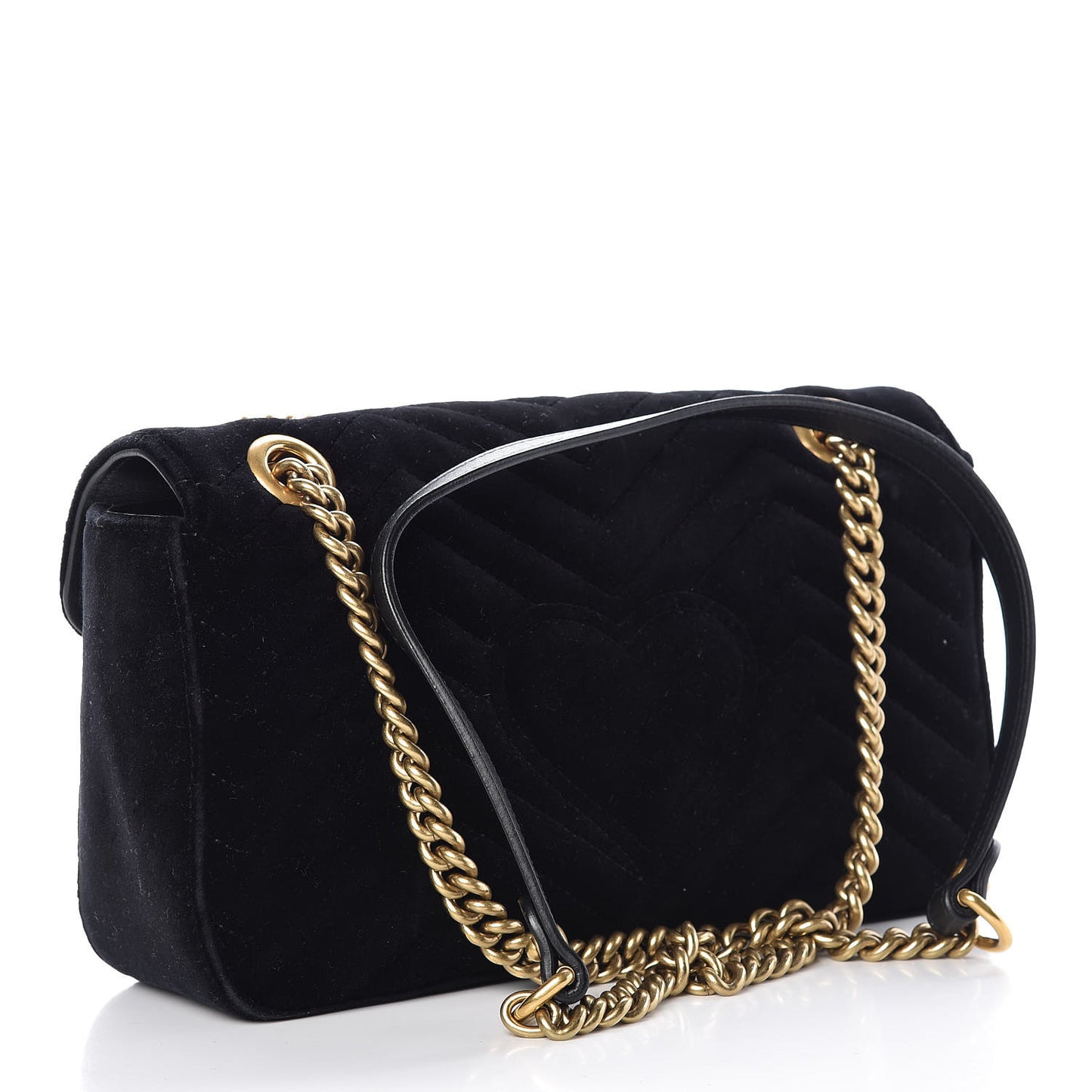 Velvet Matelasse Small GG Marmont Shoulder Bag Black