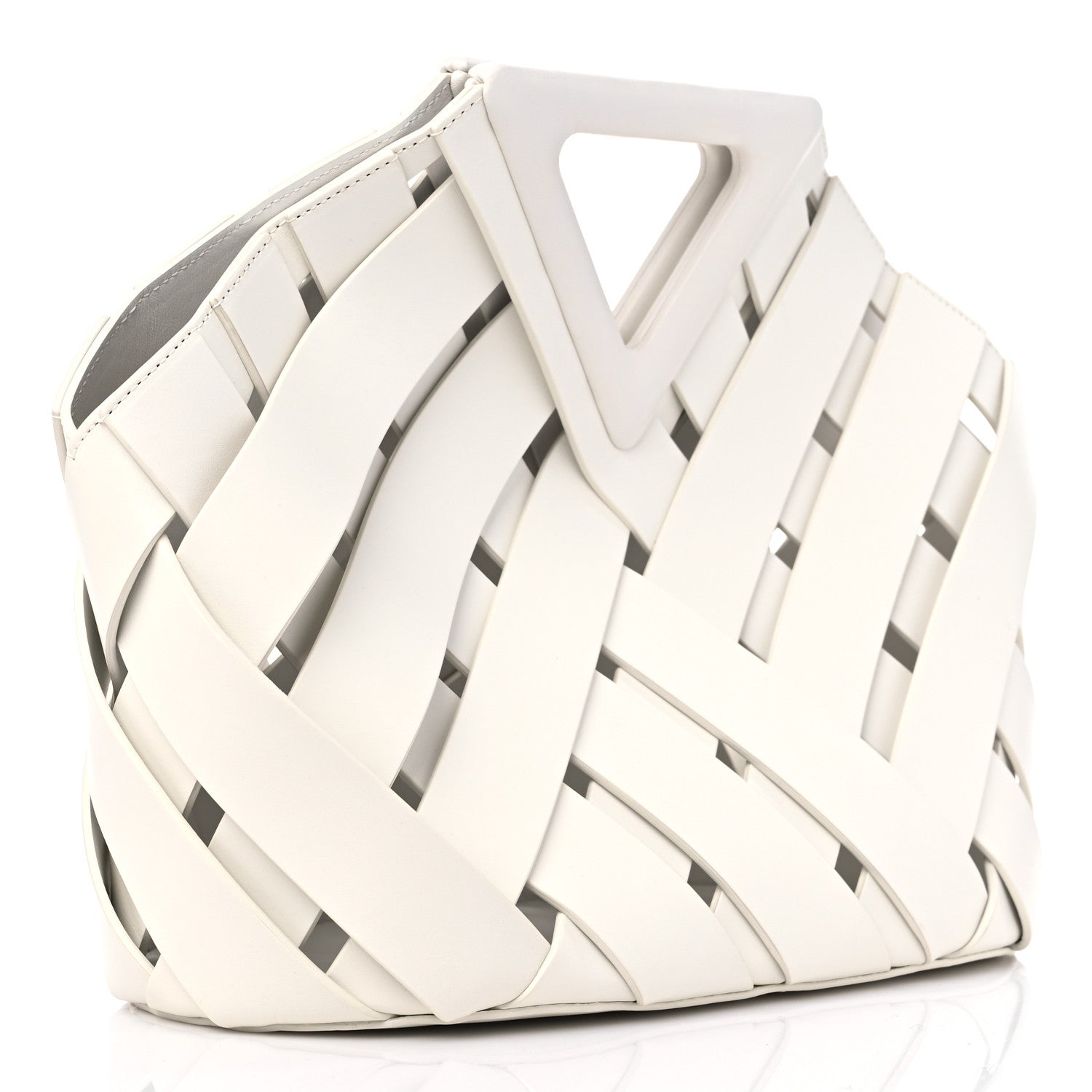 Bottega Veneta Calfskin V Woven Drawstring Tote White 4 of 9