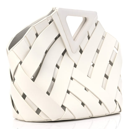 Bottega Veneta Calfskin V Woven Drawstring Tote White 4 of 9