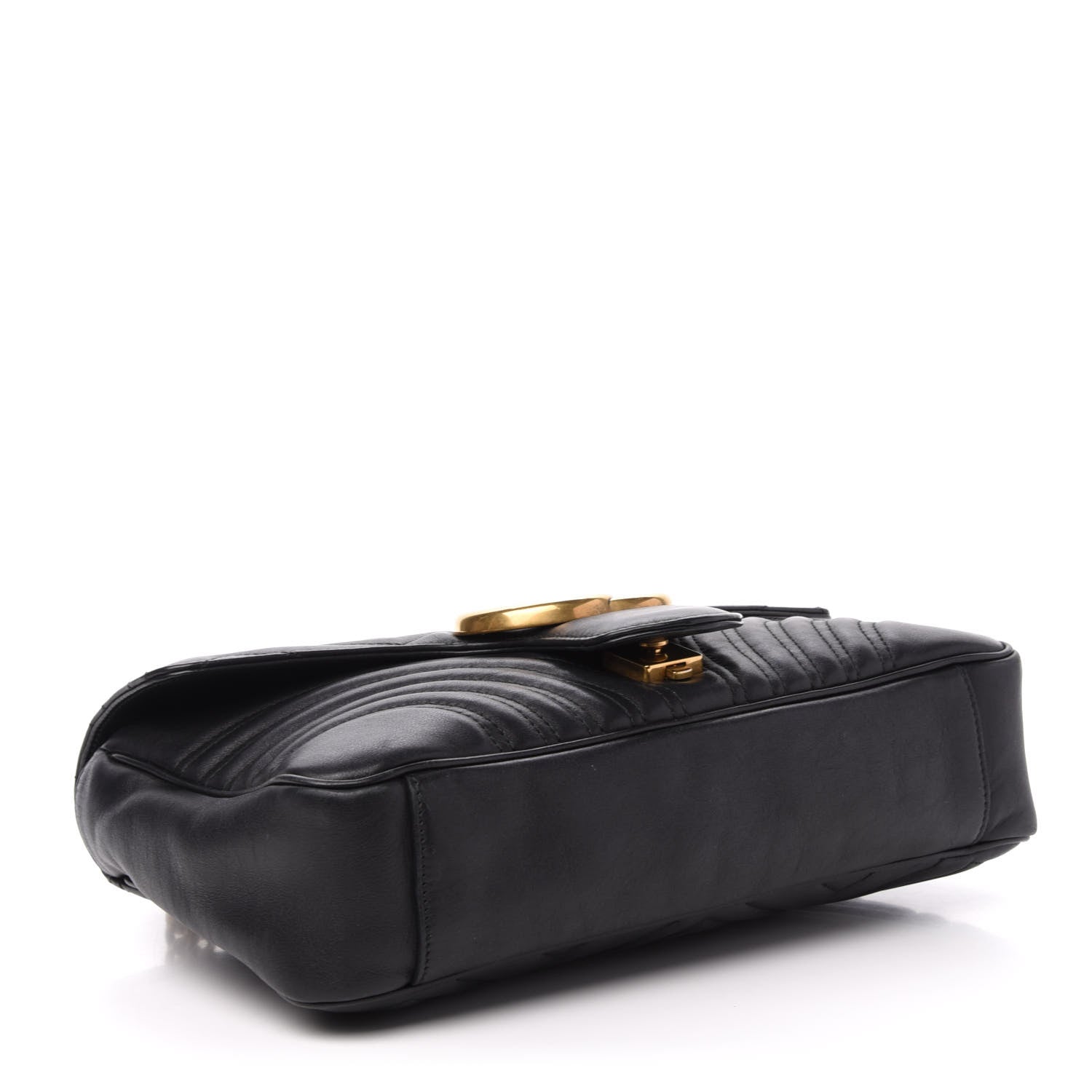 Gucci Calfskin Matelasse Medium GG Marmont Shoulder Bag Black 5 of 13