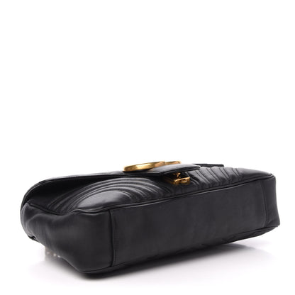 Gucci Calfskin Matelasse Medium GG Marmont Shoulder Bag Black 5 of 13